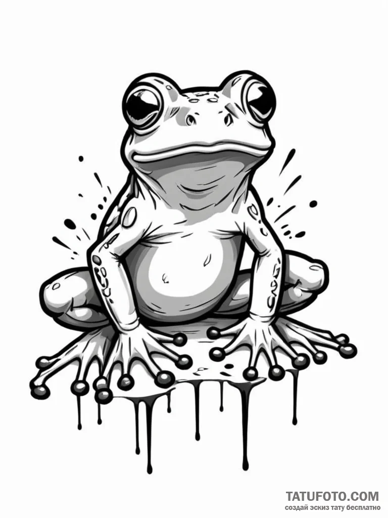 Frog, artistic tattoo sketch, on a clean whit... - эскиз тату (№1752651022_0, 16.07.2025 07:30) — Tatufoto.com