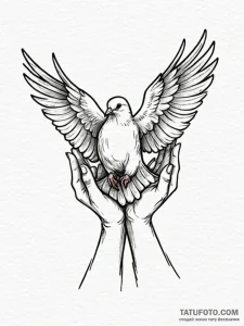 Tattoo design a pair of hands releasing a dov... - эскиз тату (№1752651671_0, 16.07.2025 07:41) — Tatufoto.com