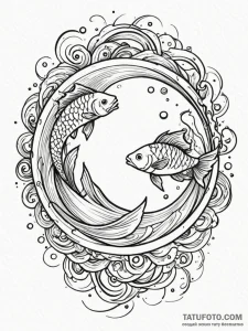 Tattoo design pisces fish, with neptune's gly... - эскиз тату (№1752651915_0, 16.07.2025 07:45) — Tatufoto.com