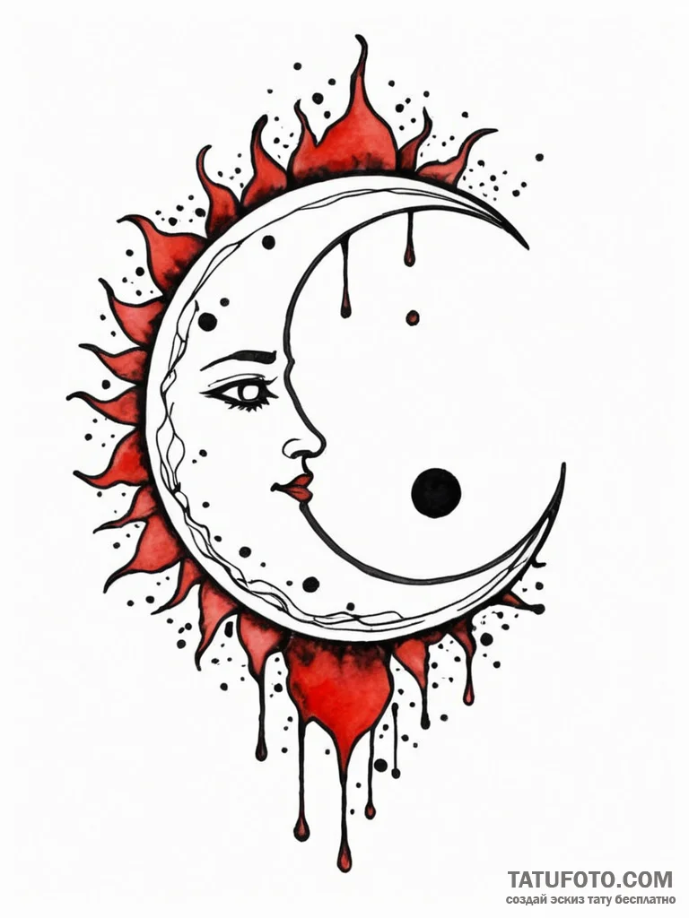 Tattoo sketch a minimalist sun or moon., tatt... - эскиз тату (№1752652895_0, 16.07.2025 08:01) — Tatufoto.com