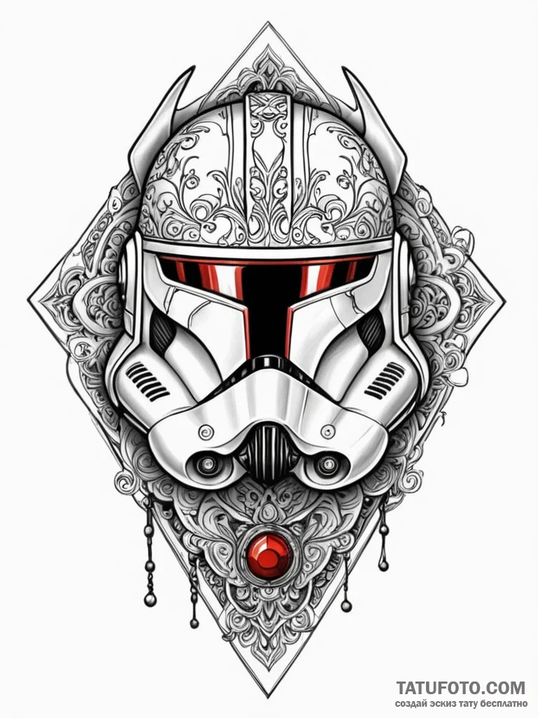 Neo-traditional portrait of a clone trooper,... - эскиз тату (№1752653630_0, 16.07.2025 08:13) — Tatufoto.com