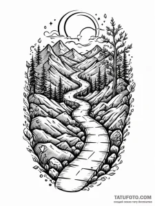 Tattoo design a winding path or road, symboli... - эскиз тату (№1752653879_0, 16.07.2025 08:17) — Tatufoto.com