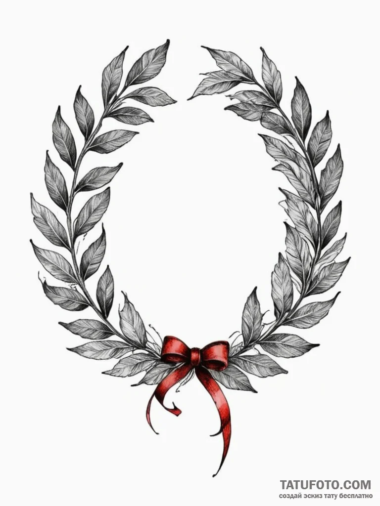 Tattoo sketch a number "100%" with a laurel w... - эскиз тату (№1752654046_0, 16.07.2025 08:20) — Tatufoto.com