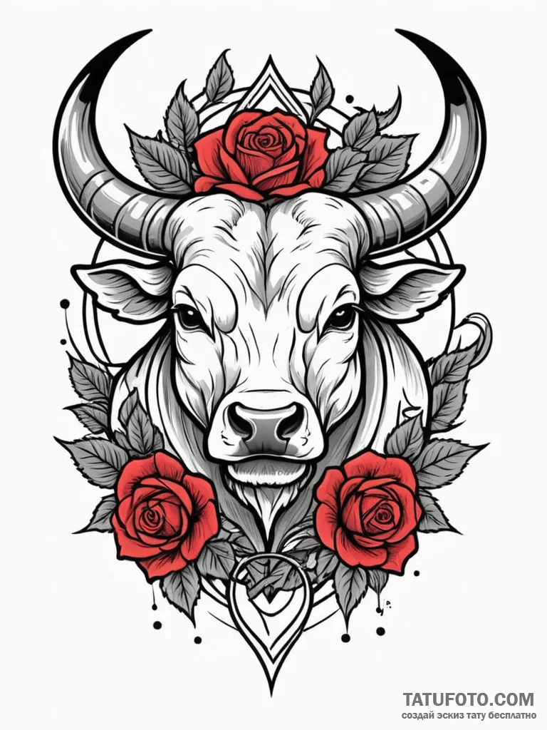 Tattoo design a powerful taurus bull, with vi... - эскиз тату (№1752654127_0, 16.07.2025 08:22) — Tatufoto.com