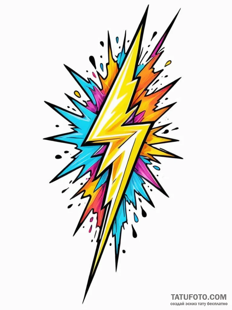 Tattoo design a stylized lightning bolt from... - эскиз тату (№1752658019_0, 16.07.2025 09:26) — Tatufoto.com