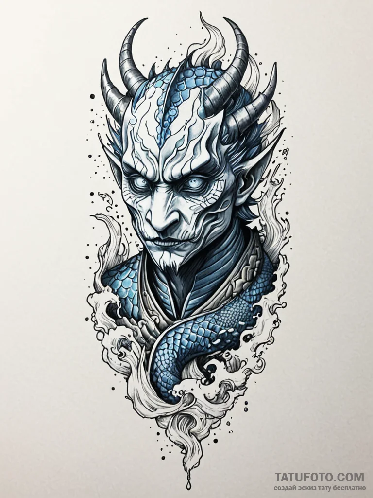 A dotwork tattoo of the night king's face, co... - эскиз тату (№1752658891_0, 16.07.2025 09:41) — Tatufoto.com