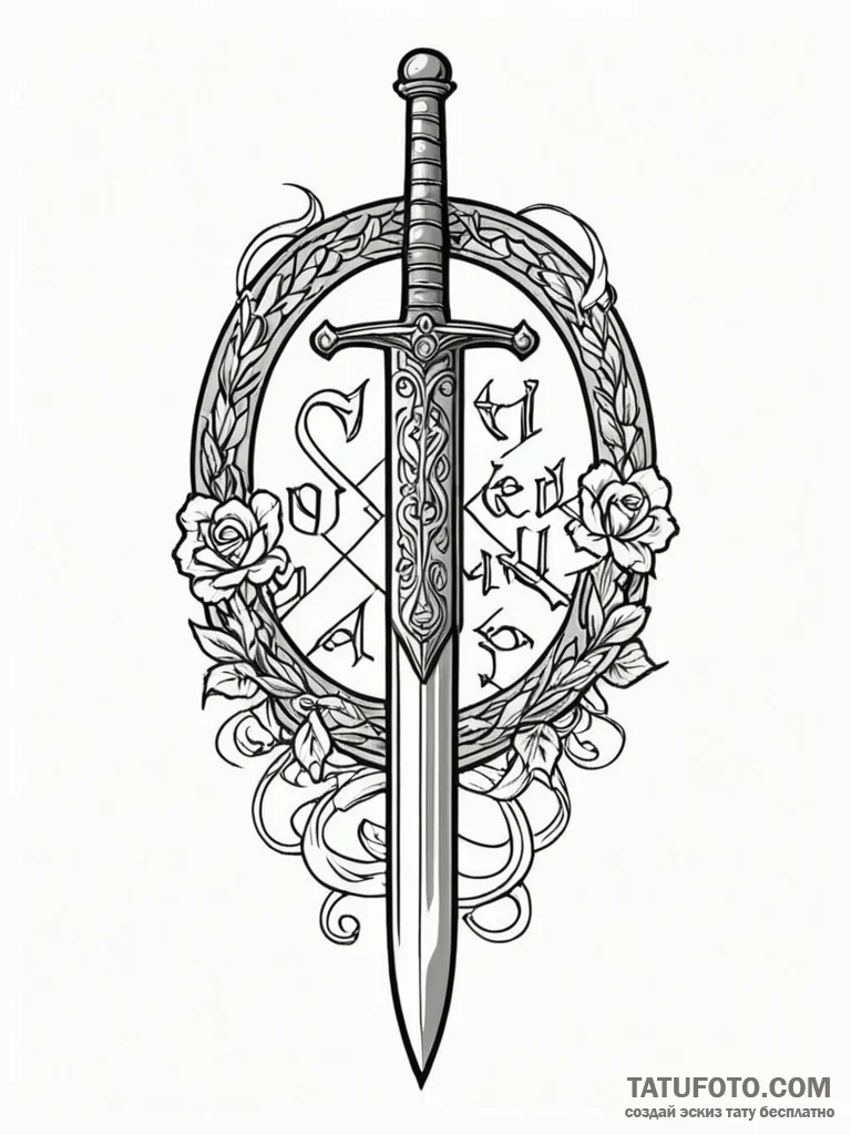 Tattoo design 'quest accepted' in a medieval... - эскиз тату (№1752658972_0, 16.07.2025 09:42) — Tatufoto.com