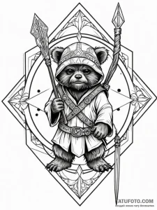 Neo-traditional tattoo of wicket the ewok hol... - эскиз тату (№1752659372_0, 16.07.2025 09:49) — Tatufoto.com