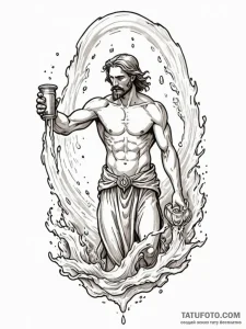Tattoo sketch aquarius's water-bearer, a myth... - эскиз тату (№1752659690_0, 16.07.2025 09:54) — Tatufoto.com
