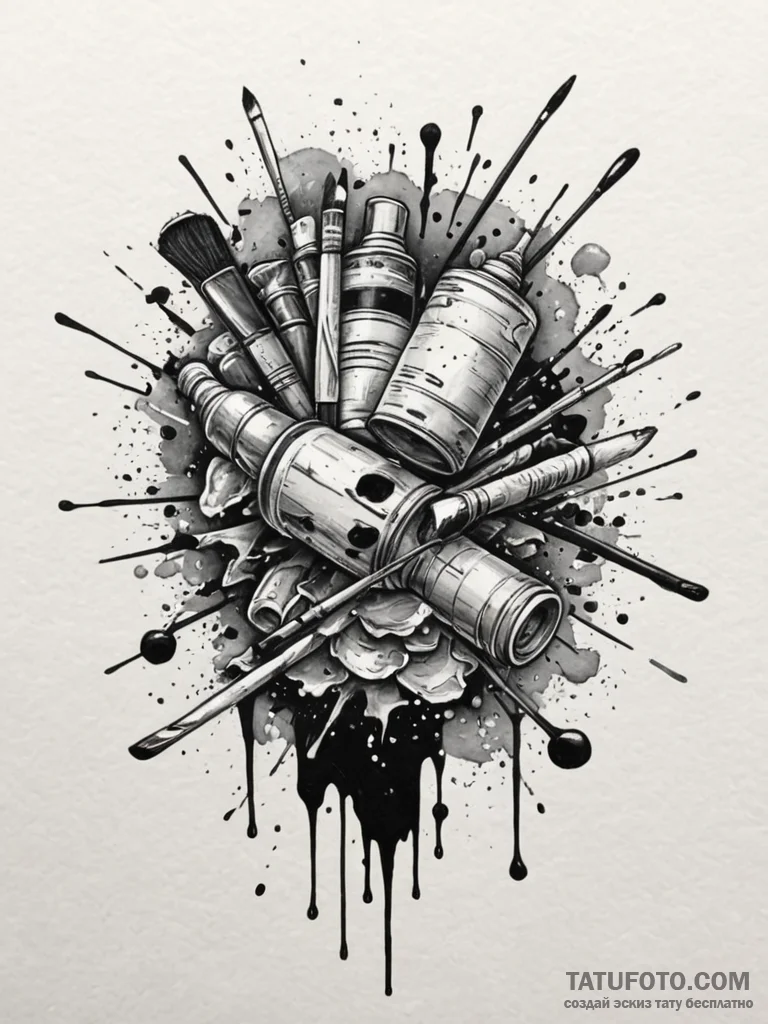 The chaotic beauty of a painter's messy, pain... - эскиз тату (№1752659845_0, 16.07.2025 09:57) — Tatufoto.com