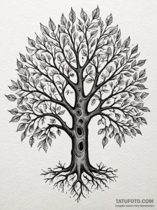 Tattoo design a 'family tree' where some leav... - эскиз тату (№1752660235_0, 16.07.2025 10:03) — Tatufoto.com