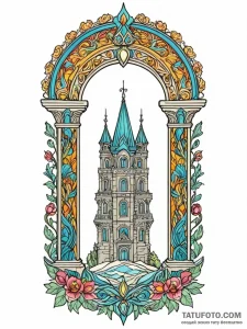 Tattoo sketch a robust archway or pillar, sym... - эскиз тату (№1752660547_0, 16.07.2025 10:09) — Tatufoto.com