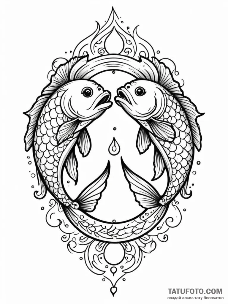 Tattoo design pisces fish, one in dotwork, th... - эскиз тату (№1752660939_0, 16.07.2025 10:15) — Tatufoto.com