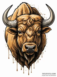 Buffalo, ink illustration for tattoo, sepia t... - эскиз тату (№1752661195_0, 16.07.2025 10:19) — Tatufoto.com