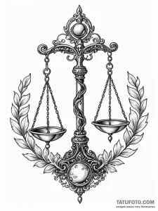 Tattoo sketch libra's scales, intricately det... - эскиз тату (№1752661804_0, 16.07.2025 10:30) — Tatufoto.com