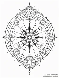 Tattoo design a celestial map with the chosen... - эскиз тату (№1752662189_0, 16.07.2025 10:36) — Tatufoto.com