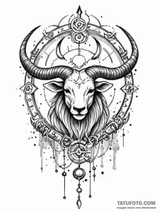 Tattoo sketch a zodiac glyph with a small, el... - эскиз тату (№1752662578_0, 16.07.2025 10:42) — Tatufoto.com