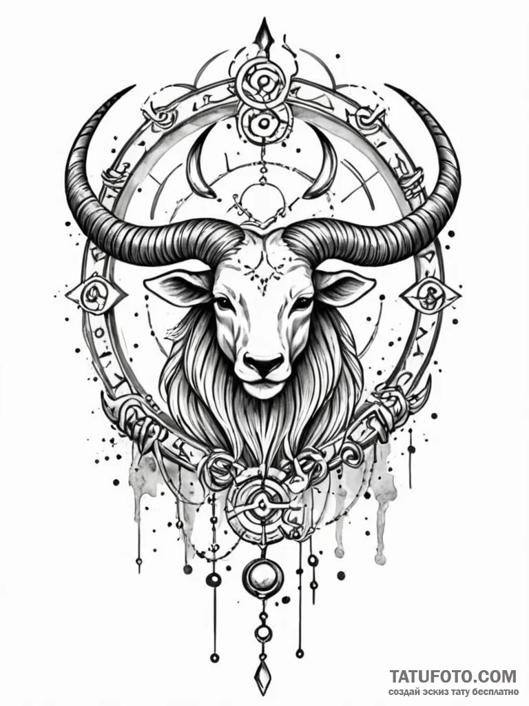 Tattoo sketch a zodiac glyph with a small, el... - эскиз тату (№1752662578_0, 16.07.2025 10:42) — Tatufoto.com