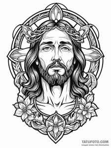 Jesus christ, tattoo drawing outline, neo tra... - эскиз тату (№1752662812_0, 16.07.2025 10:46) — Tatufoto.com