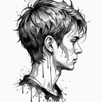 A sketch of the back of neo's head with the c... - эскиз тату (№1752663204_0, 16.07.2025 10:53) — Tatufoto.com