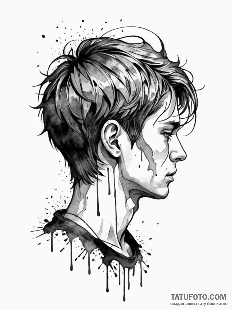 A sketch of the back of neo's head with the c... - эскиз тату (№1752663204_0, 16.07.2025 10:53) — Tatufoto.com