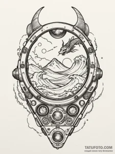 Tattoo design a detailed spaceship cockpit vi... - эскиз тату (№1752663363_0, 16.07.2025 10:56) — Tatufoto.com