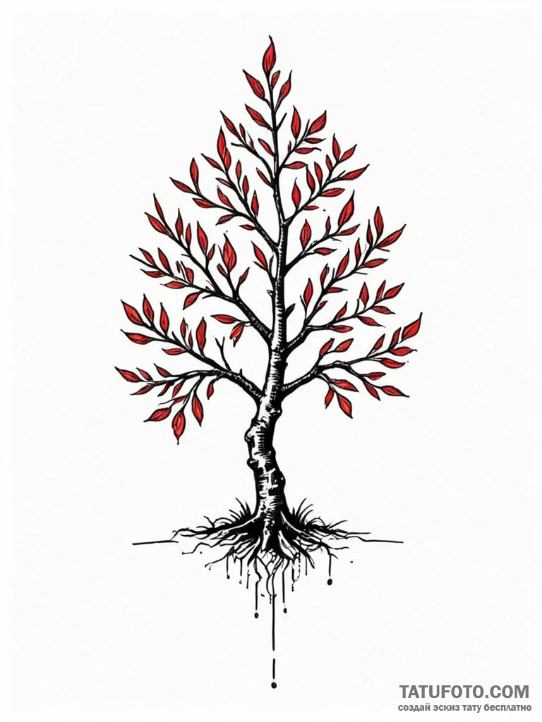 Tattoo sketch a tree with leaves for personal... - эскиз тату (№1752664164_0, 16.07.2025 11:09) — Tatufoto.com