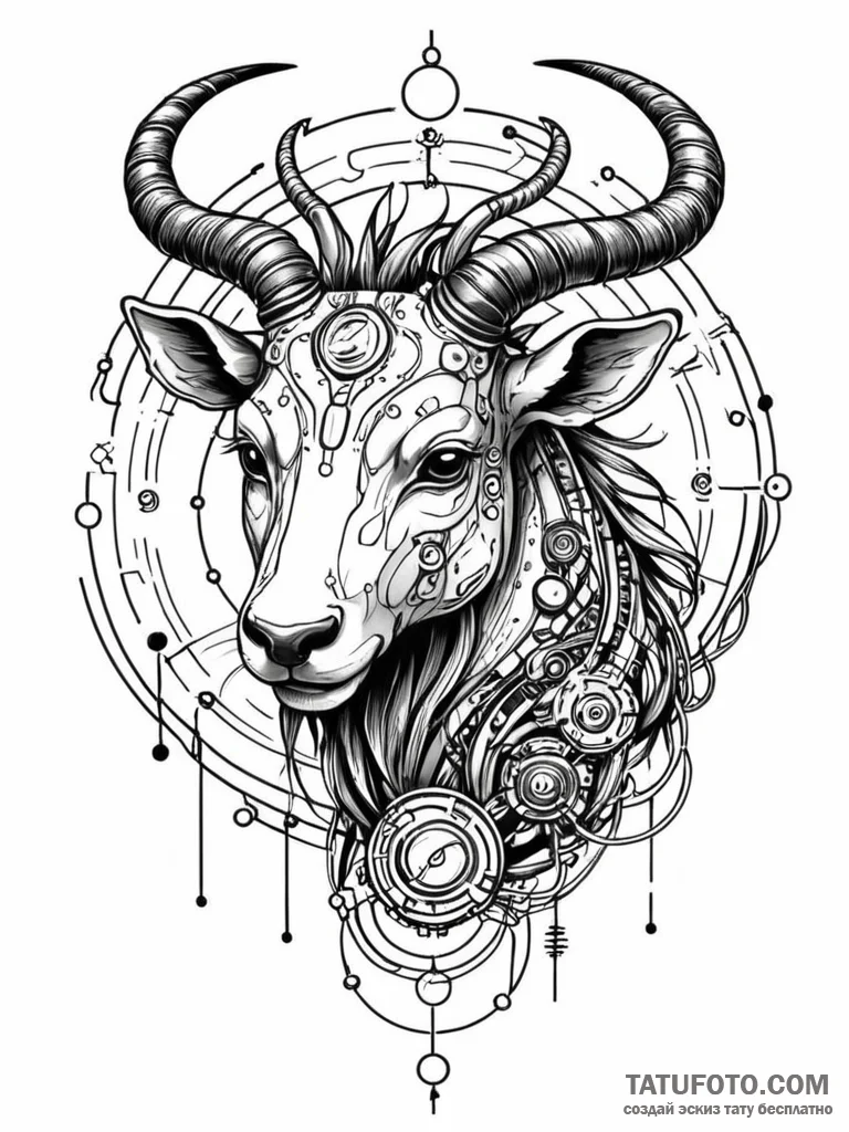 Tattoo design a zodiac animal made of interco... - эскиз тату (№1752664929_0, 16.07.2025 11:22) — Tatufoto.com