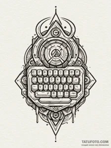 Tattoo design a stylized mechanical keyboard... - эскиз тату (№1752665490_0, 16.07.2025 11:31) — Tatufoto.com