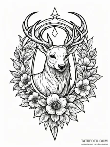 Tattoo design a floral arrangement forming th... - эскиз тату (№1752665975_0, 16.07.2025 11:39) — Tatufoto.com