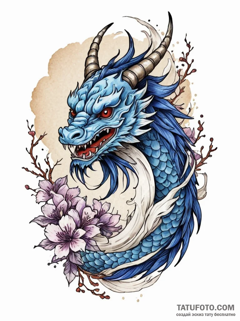 A watercolor and linework tattoo of a sirin,... - эскиз тату (№1752666062_0, 16.07.2025 11:41) — Tatufoto.com