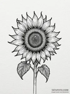 A field of sunflowers, all facing the sun., t... - эскиз тату (№1752666218_0, 16.07.2025 11:43) — Tatufoto.com