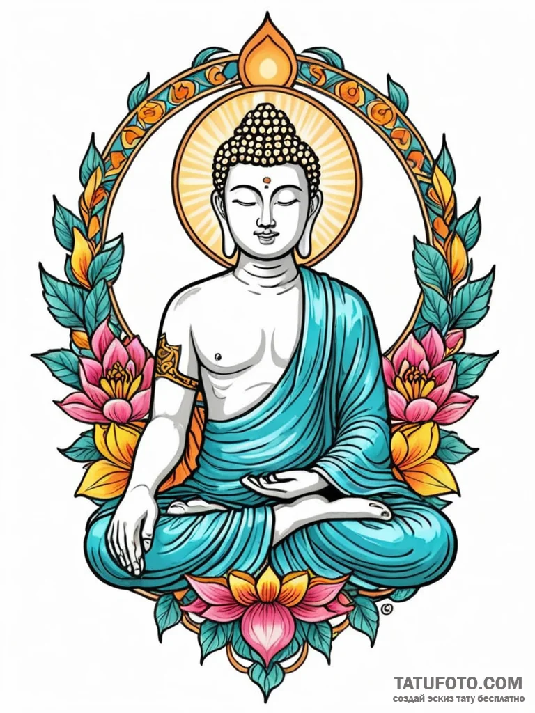 Buddha, tattoo flash sheet design, on a clean... - эскиз тату (№1752666374_0, 16.07.2025 11:46) — Tatufoto.com