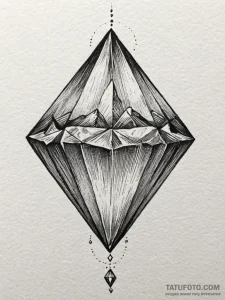 Diamond, ink illustration for tattoo, realist... - эскиз тату (№1752666530_0, 16.07.2025 11:48) — Tatufoto.com