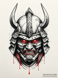 Tattoo sketch a japanese samurai warrior's he... - эскиз тату (№1752666686_0, 16.07.2025 11:51) — Tatufoto.com