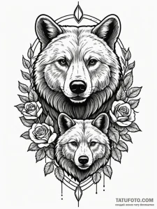 Tattoo design a family of animals (e.g., bear... - эскиз тату (№1752667163_0, 16.07.2025 11:59) — Tatufoto.com