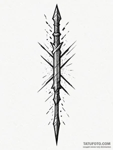 Tattoo sketch a spartan spear with an abstrac... - эскиз тату (№1752667324_0, 16.07.2025 12:02) — Tatufoto.com