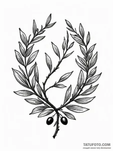 Tattoo sketch an olive branch symbolizing pea... - эскиз тату (№1752667480_0, 16.07.2025 12:04) — Tatufoto.com