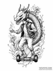 A watercolor sketch of marty mcfly on the hov... - эскиз тату (№1752667791_0, 16.07.2025 12:09) — Tatufoto.com