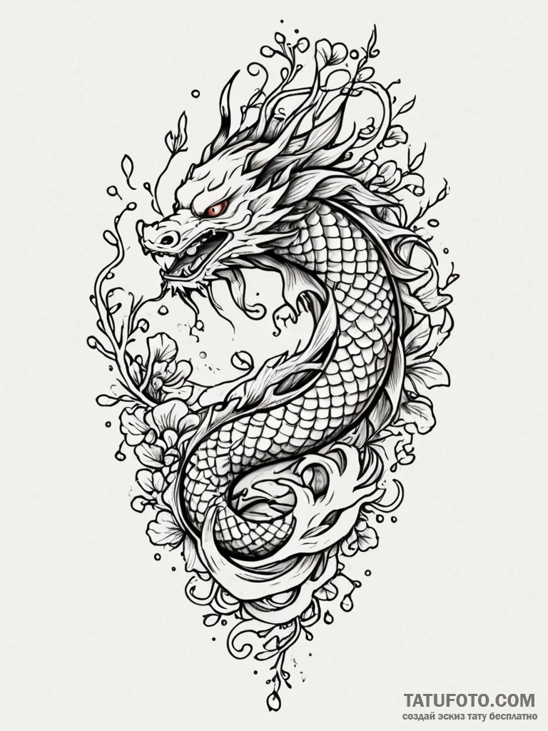 Tattoo design a tree whose roots are intertwi... - эскиз тату (№1752670548_0, 16.07.2025 12:55) — Tatufoto.com
