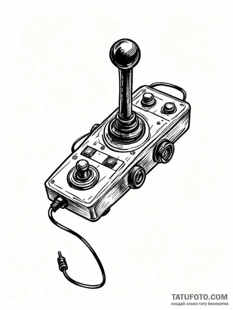 Tattoo sketch a stylized joystick with wires... - эскиз тату (№1752671017_0, 16.07.2025 13:03) — Tatufoto.com