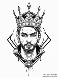 Tattoo design 'player 1' with a crown above i... - эскиз тату (№1752671322_0, 16.07.2025 13:08) — Tatufoto.com