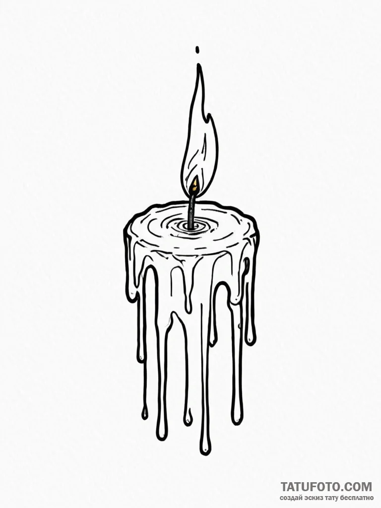 Tattoo design a single, dripping candle, evok... - эскиз тату (№1752671705_0, 16.07.2025 13:15) — Tatufoto.com