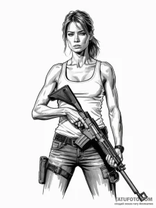 123. a sketch of sarah connor from t2, strong... - эскиз тату (№1752672172_0, 16.07.2025 13:22) — Tatufoto.com