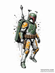 Trash polka style tattoo of boba fett in acti... - эскиз тату (№1752672407_0, 16.07.2025 13:26) — Tatufoto.com