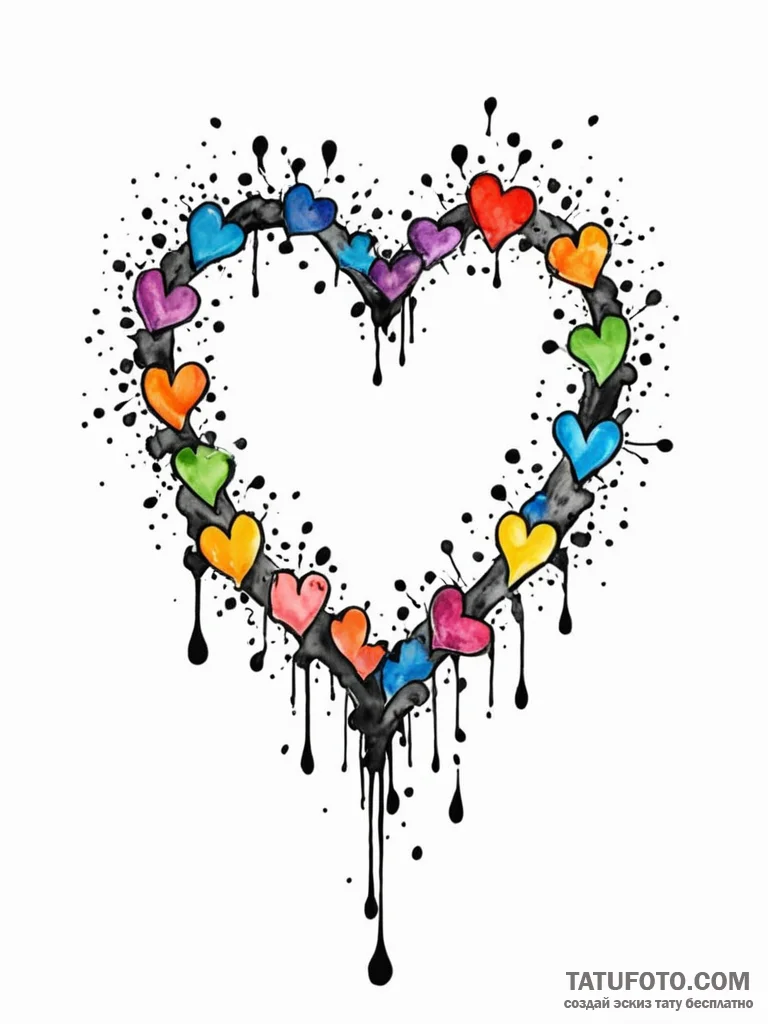 Tattoo design a heart made of tiny footprints... - эскиз тату (№1752672483_0, 16.07.2025 13:28) — Tatufoto.com