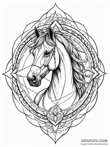 Horse, concept art for tattoo, sepia tone ske... - эскиз тату (№1752672797_0, 16.07.2025 13:33) — Tatufoto.com