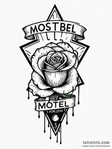 A linework tattoo of the rosebud motel sign f... - эскиз тату (№1752673106_0, 16.07.2025 13:38) — Tatufoto.com
