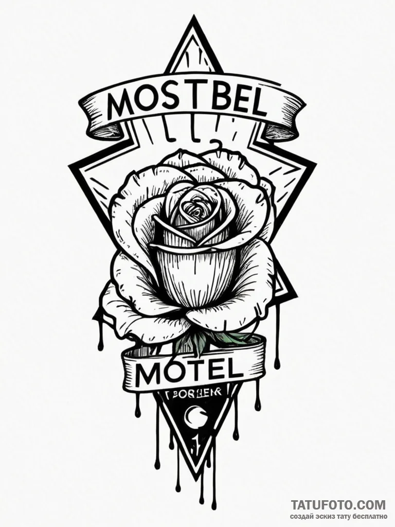 A linework tattoo of the rosebud motel sign f… — эскиз тату (№1752673106_0, 16.07.2025 13:38) — Tatufoto.com