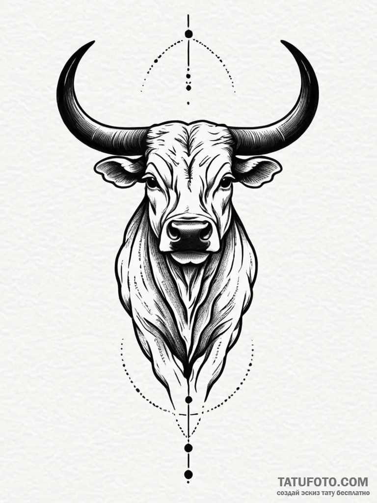 Tattoo design a taurus bull's silhouette in s... - эскиз тату (№1752673411_0, 16.07.2025 13:43) — Tatufoto.com